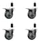 Service Caster 4'' Gray Poly Swivel 1-3/8'' Expanding Stem Caster Set Total Lock Brake, 4PK SCC-EXTTL20S414-PPUB-138-4 - alternate 1